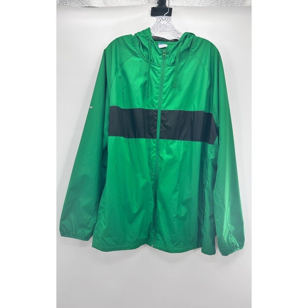 Vintage Starter Men's Windbreaker Jacket 2Xl Hooded Green Black Full Zip